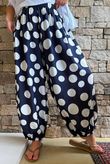 Basso Big Dot Balloon Cuff Pant Navy & White